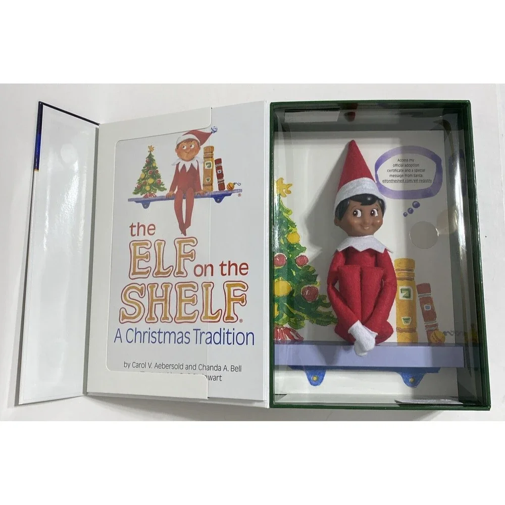 Elf On The Shelf Brown Eyed Dark Skin Boy Doll Figure And Story Book Boxed New - Picture 9 of 10